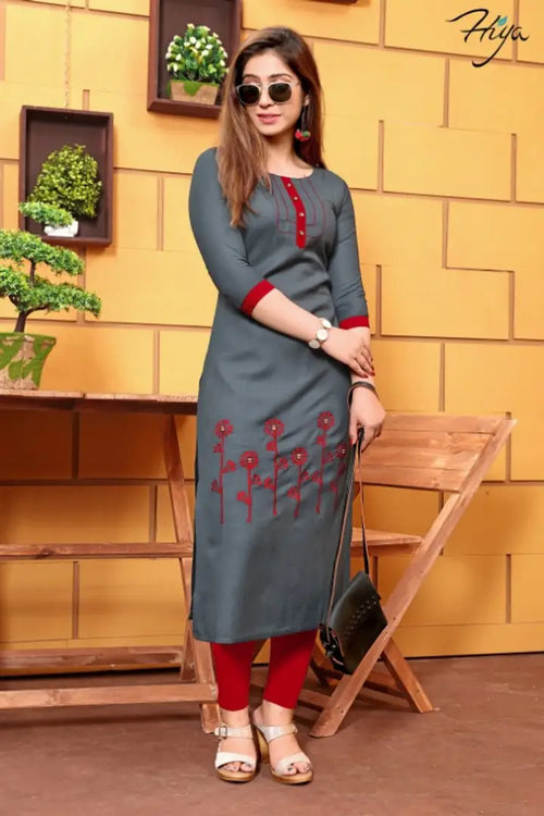 Classic Cotton Embroidered Kurtis for Women