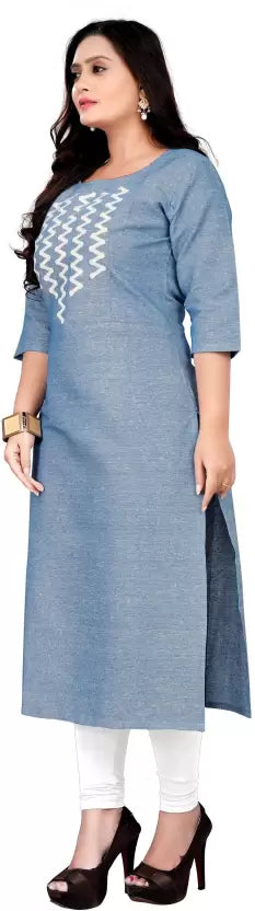New Launched Self Design Cotton Boat Neck Kurtis For Women