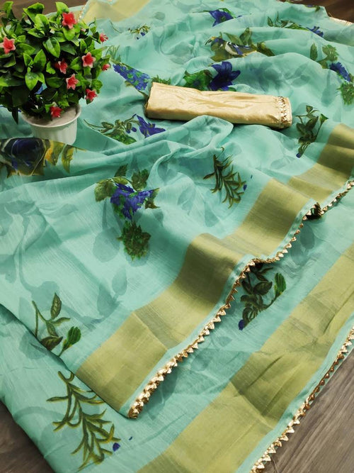Fancy Women's Linen Printed Sarees.