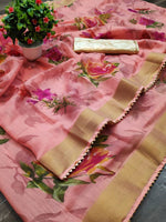 Fancy Women's Linen Printed Sarees.