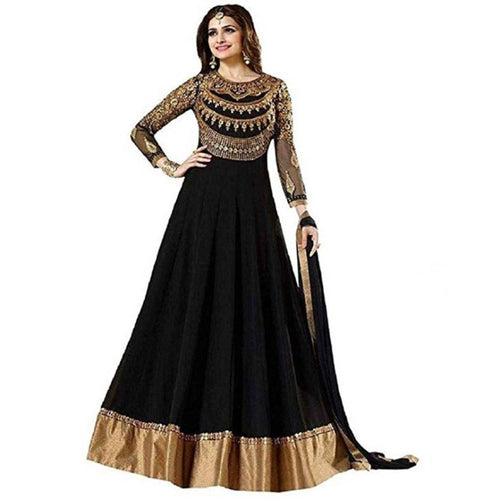 Latest Attractive Georgette Embroidered Semi-Stitched Ethnic Gown