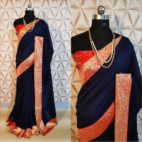 Women's  Georgette saree With  jacquard  Blouse