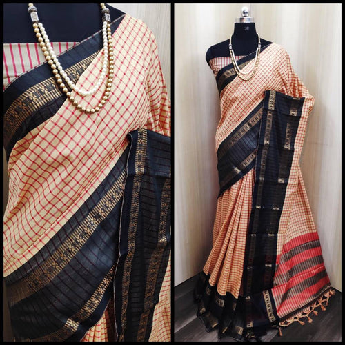 Women's Cotton Silk  Saree   With Blouse
