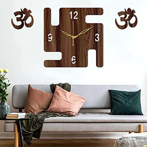 FRAVY 10 Inch MDF Wood Wall Clock for Home and Office (25Cm x 25Cm, Small Size, 050-Wenge)