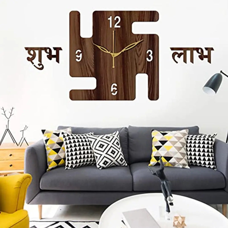 FRAVY 10 Inch MDF Wood Wall Clock for Home and Office (25Cm x 25Cm, Small Size, 052 Brown)