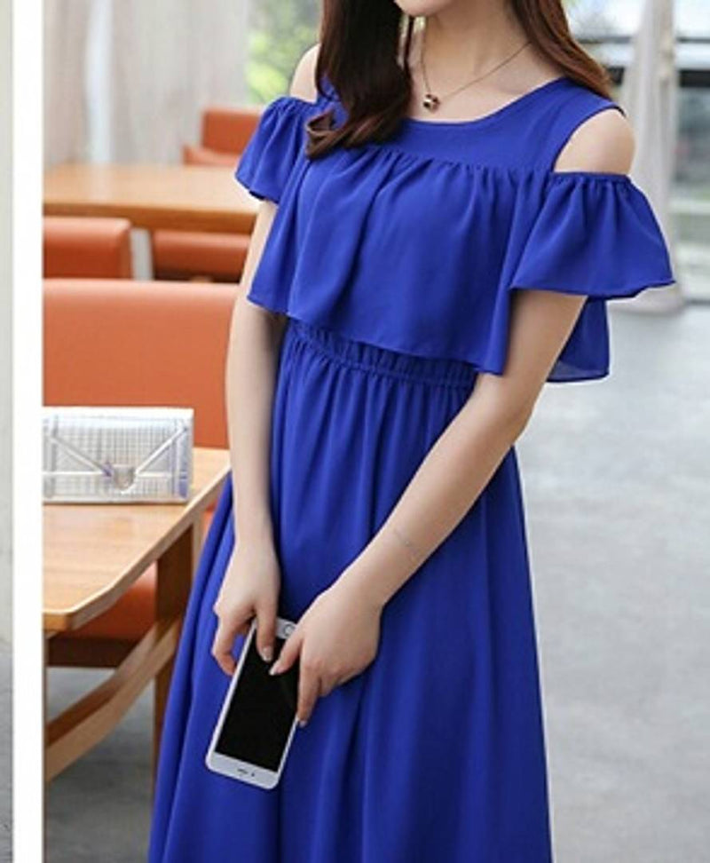 Royal blue best sale cold shoulder dress