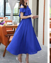 Royal Blue Cold Shoulder Long Maxi Dress