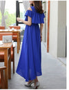 Royal Blue Cold Shoulder Long Maxi Dress