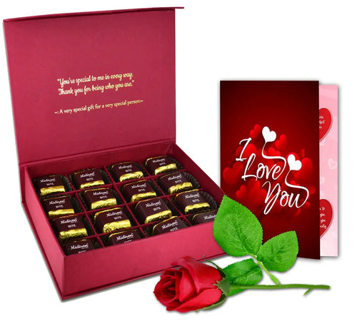 Gift Items (Choclate box,card and rose)