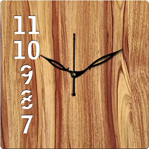FRAVY 10 Inch MDF Wood Wall Clock for Home and Office (25Cm x 25Cm, Small Size, 026-Beige)