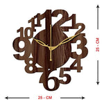 FRAVY 10 Inch MDF Wood Wall Clock for Home and Office (25Cm x 25Cm, Small Size, 017-Wenge)
