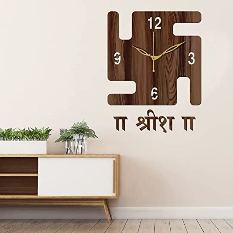 FRAVY 10 Inch MDF Wood Wall Clock for Home and Office (25Cm x 25Cm, Small Size, 053-Wenge)