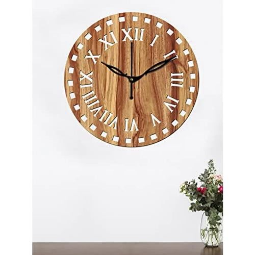 FRAVY 10 Inch MDF Wood Wall Clock for Home and Office (25Cm x 25Cm, Small Size, 011-Beige)