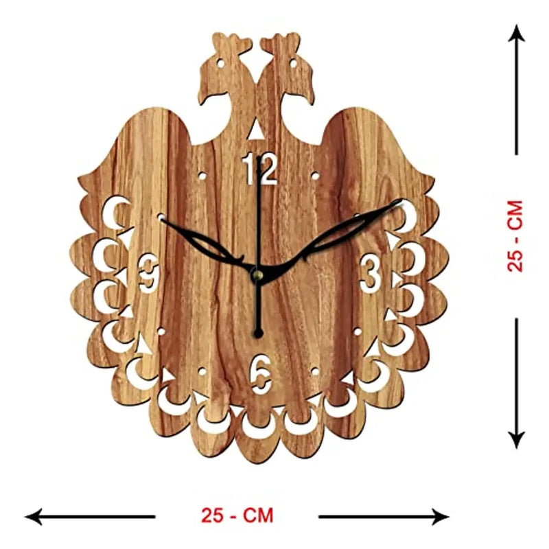 FRAVY 10 Inch MDF Wood Wall Clock for Home and Office (25Cm x 25Cm, Small Size, 045-Beige)
