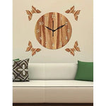 FRAVY 10 Inch MDF Wood Wall Clock for Home and Office (25Cm x 25Cm, Small Size, 001-Beige)