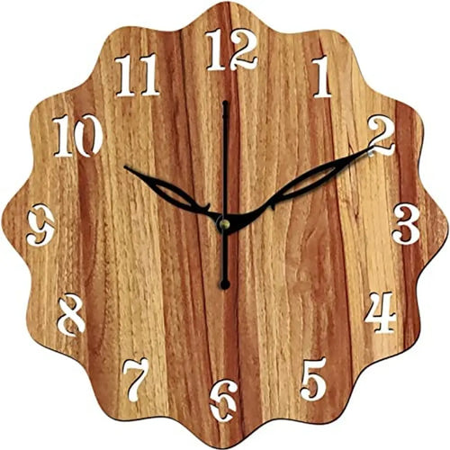 FRAVY 10 Inch MDF Wood Wall Clock for Home and Office (25Cm x 25Cm, Small Size, 018-Beige)