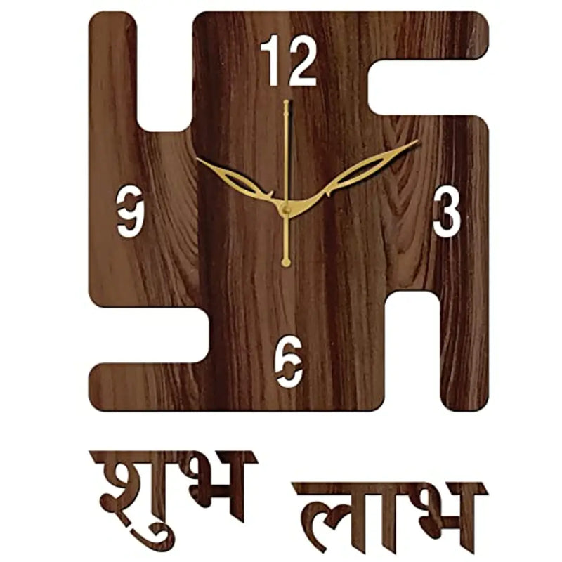 FRAVY 10 Inch MDF Wood Wall Clock for Home and Office (25Cm x 25Cm, Small Size, 052 Brown)