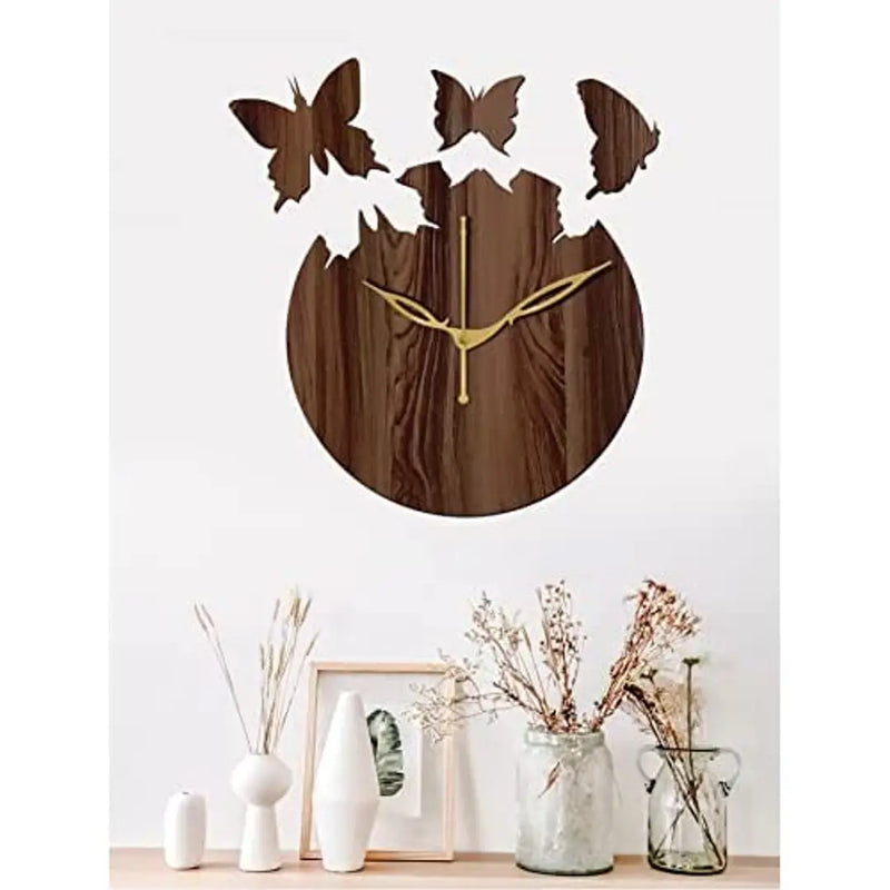FRAVY 10 Inch MDF Wood Wall Clock for Home and Office (25Cm x 25Cm, Small Size, 031-Wenge)